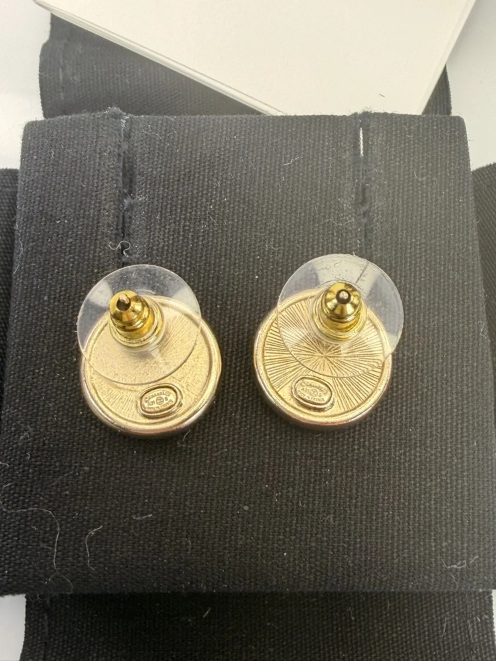 Chanel CC 5 Stud Earrings Gold Metal Golden